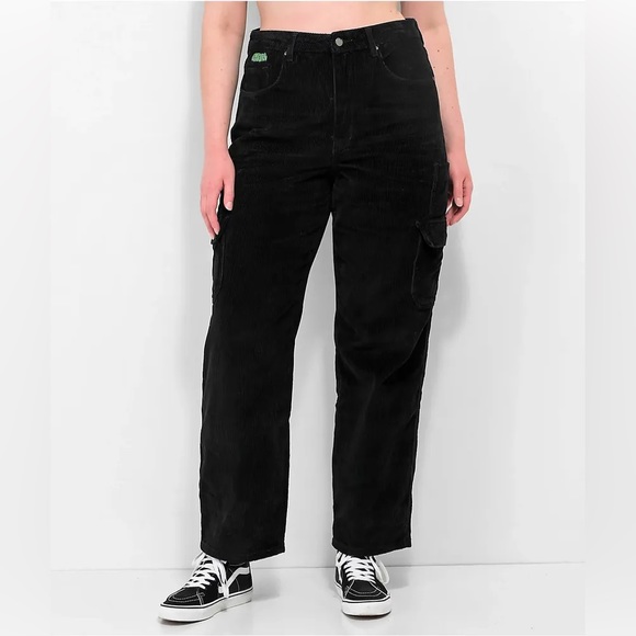 Zumiez women’s Empyre Tori Black Corduroy Cargo Skate Pants - Picture 1 of 7